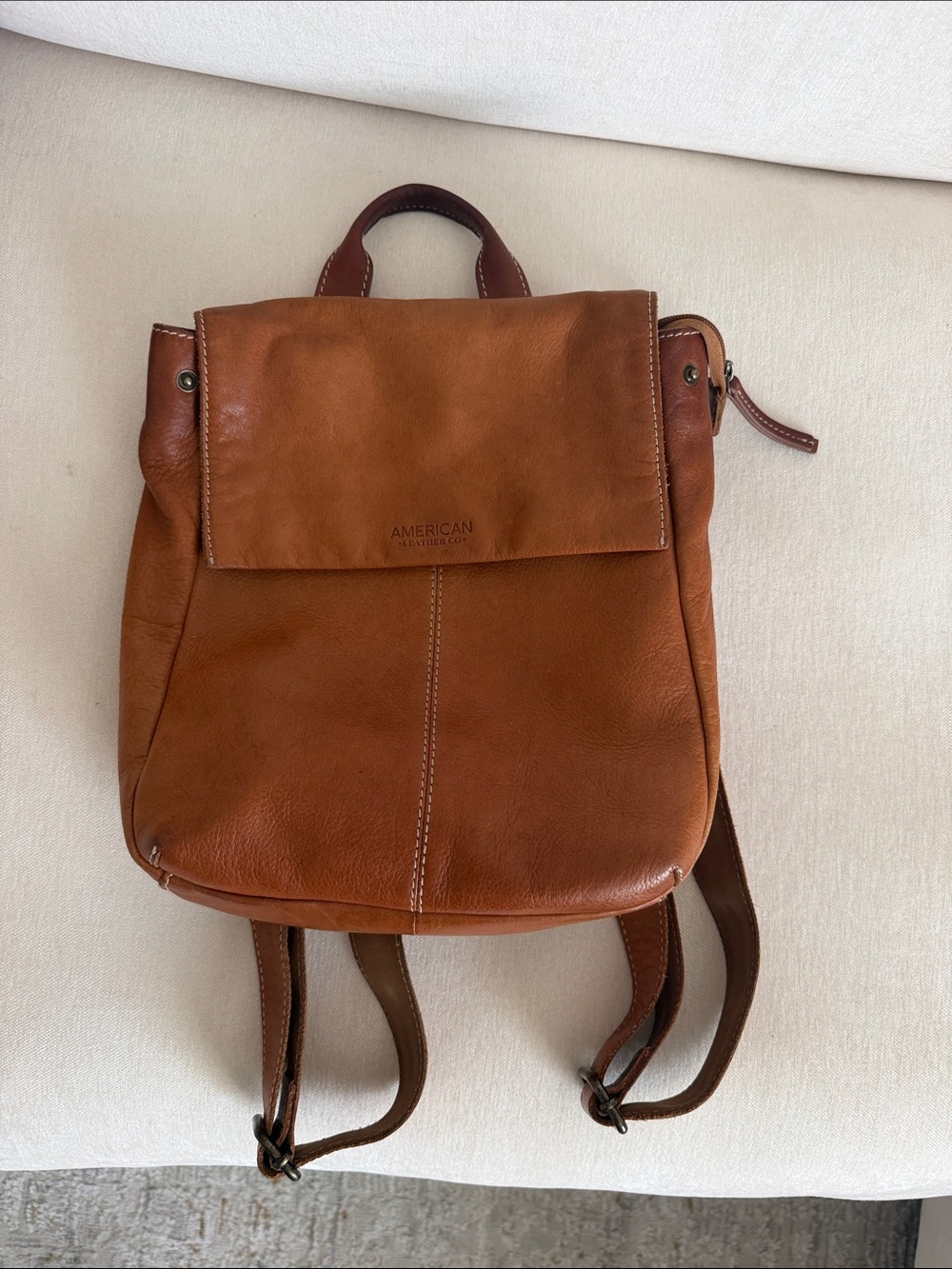 American Vintage-Inspired Cognac Leather Backpack
